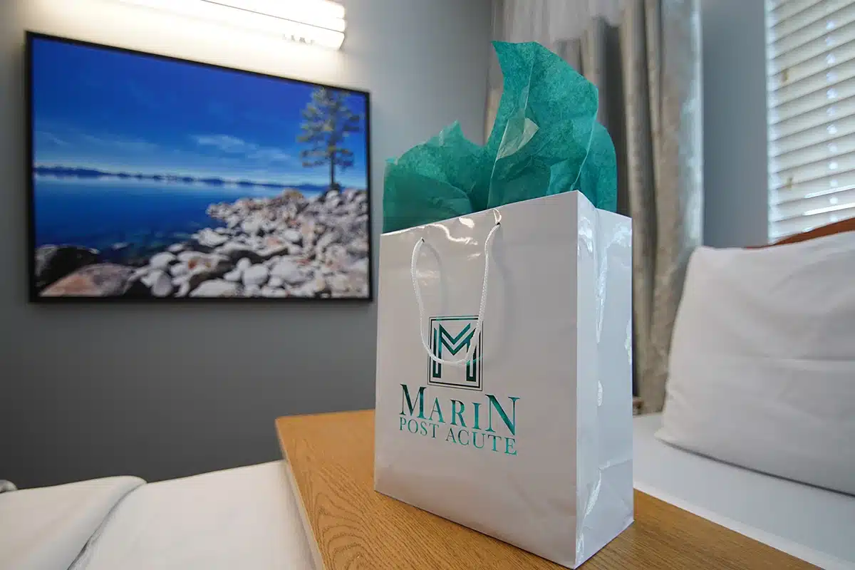 A gift in a resident's bedroom at Marin Post Acute